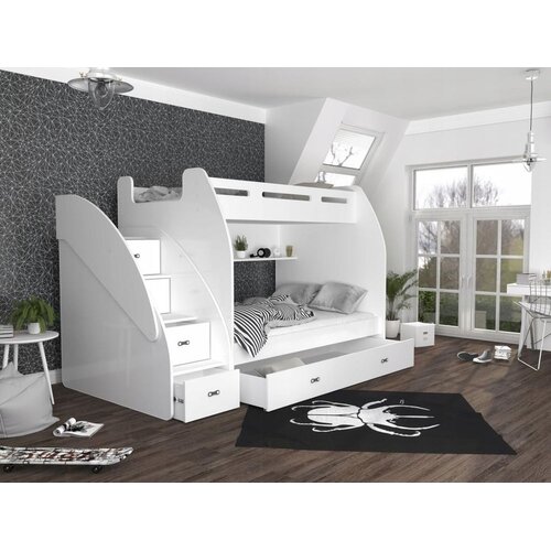  Dječji krevet na kat Zuzia s ladicama 200*120 cm - bijeli Slike