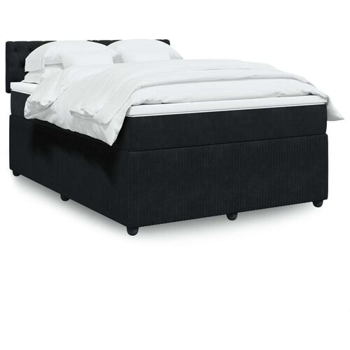 vidaXL Box spring postelja z vzmetnico črna 160x200 cm žamet Cene