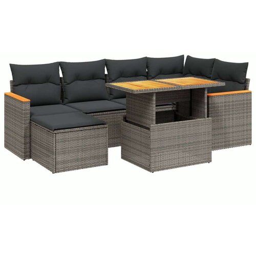 VidaXL 7-dijelni set vrtnih sofa sivi od poliratana Slike