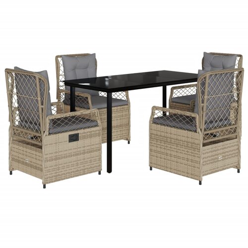  5-dijelni vrtni blagovaonski set od poliratana s jastucima bež 140 x 70 x 74 cm Slike
