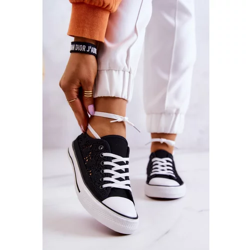 Kesi Women's fabric sneakers with openwork Black Venture
