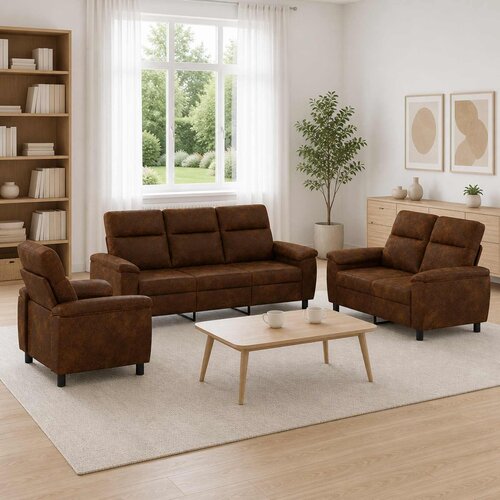  Set sofe 3 pcs Maslinasto zelena Umetnička suknja koža Cijene