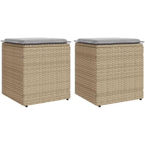 VidaXL Vrtni stolčki z blazinami 2 kosa Bež 40x40x43 cm poli ratan Slike