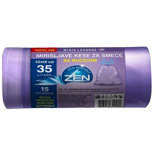 Zen Kese za smeće sa ručicom, Miris lavande, 35 l, 15 komada Slike