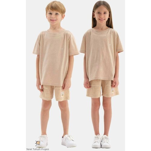Dagi Brown Natural Color Local Seed Cotton Unisex Terry Shorts Slike