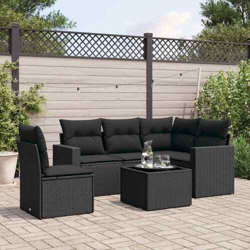  6-dijelni set vrtnih sofa s jastucima crni od poliratana Cijene