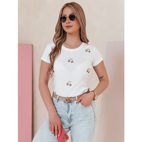 DStreet T-shirt damski w wiśnie CHERRYDUST biały Cene