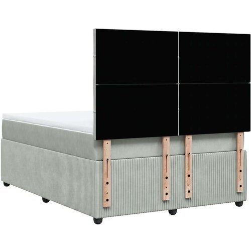 VidaXL Krevet s oprugama i madracem svjetlosivi 140x200 cm bar&amp;scaron;unasti Slike