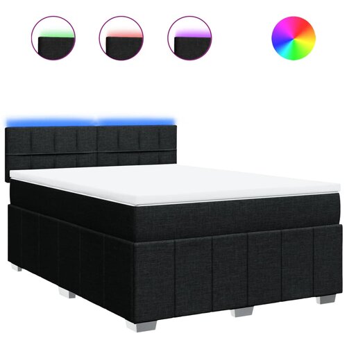 vidaXL Box spring postelja z vzmetnico črna 140x200 cm blago, (21310338) Cene
