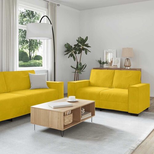  Dvodijelni set sofa s jastucima  žuti bar&scaron;un - Žuta 1 160 cm Cijene