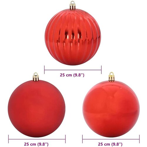 VidaXL Set Božićnih Ukrasnih Kuglica 3 pcs Crvena Slike