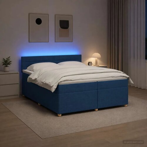  Boxspring krevet s madracem Plava 200 x 200 cm Tkanina - Plava 200 x 200 cm Dizajn linija Slike
