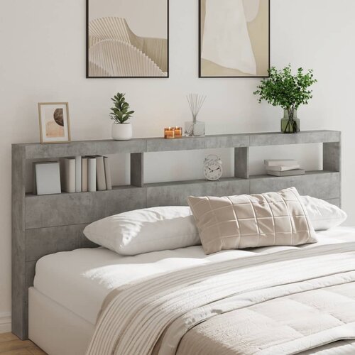 vidaXL Omarica za vzglavje postelje LED betonsko siva 220x17x102 cm Cene