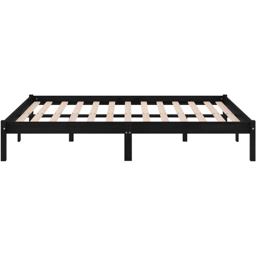  Okvir za krevet od masivnog drva crni 135 x 190 cm bračni Slike