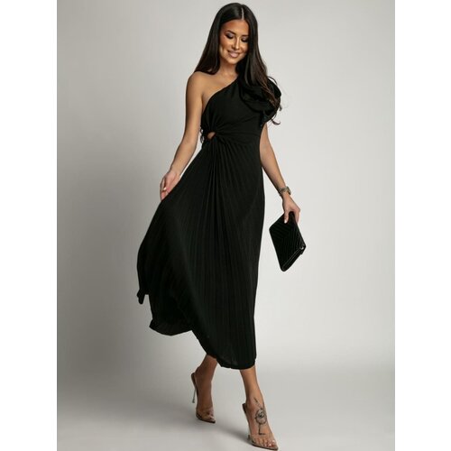 Fasardi Women's Elegant Pleated Dress - Black Cene