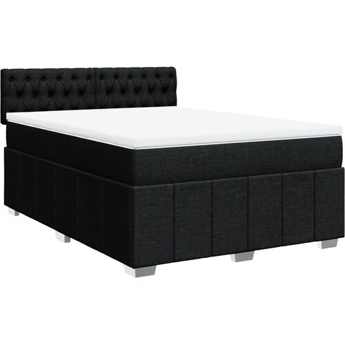 vidaXL Box spring postelja z vzmetnico črna 140x200 cm blago, (21321085) Cene