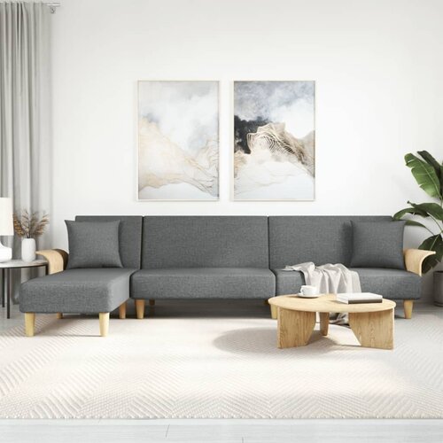 VidaXL Raztegljiv kavč L oblike temno siv 279x140x70 cm tkanina Slike