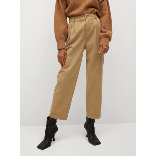 Mango Light Brown Truncated Pants Relax Slike