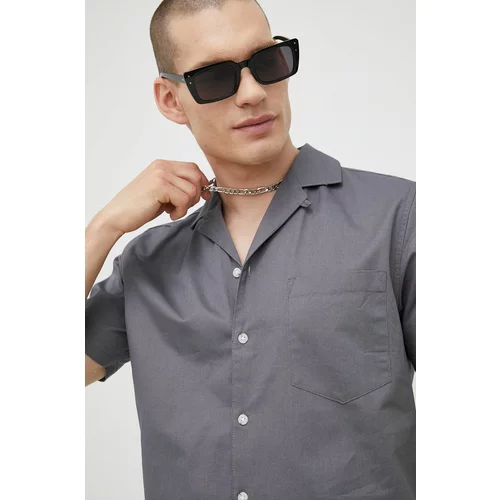 Solid Pamučna košulja za muškarce, boja: siva, regular