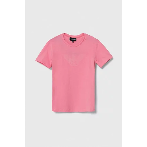 Emporio Armani Otroška bombažna kratka majica roza barva
