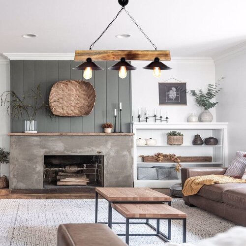 Opviq Hepsi Üç Şapka Yakma Avize WalnutBlack Chandelier Slike
