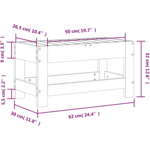  Vrtni tabure 62 x 30 x 32 cm od masivne borovine Slike