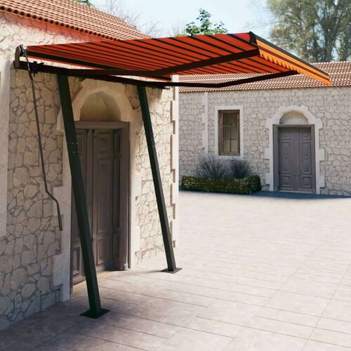  Ročno zložljiva tenda z LED lučkami 3,5x2,5 m oranžna in rjava, (20728874) Cene
