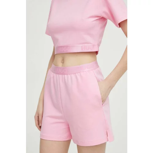Hugo Homewear kratke hlače boja: ružičasta, bez uzorka, visoki struk