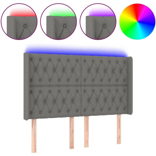 Maison Chic led posteljno vzglavje - vzglavna omarica - nočna omarica temno sivo 147x16x118/128 cm blago, (21711615) Slike