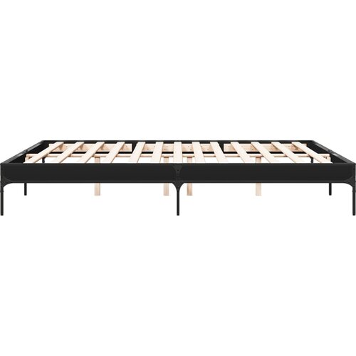  Okvir za krevet crni 200 x 200 cm konstruirano drvo i metal Slike