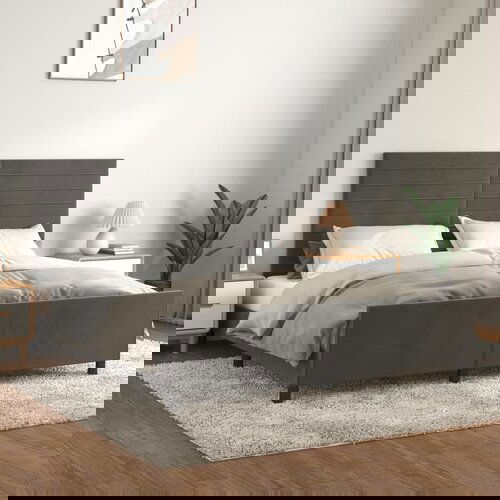 VidaXL Okvir za krevet s uzglavljem tamnosivi 180x200 cm bar&amp;scaron;unasti Slike