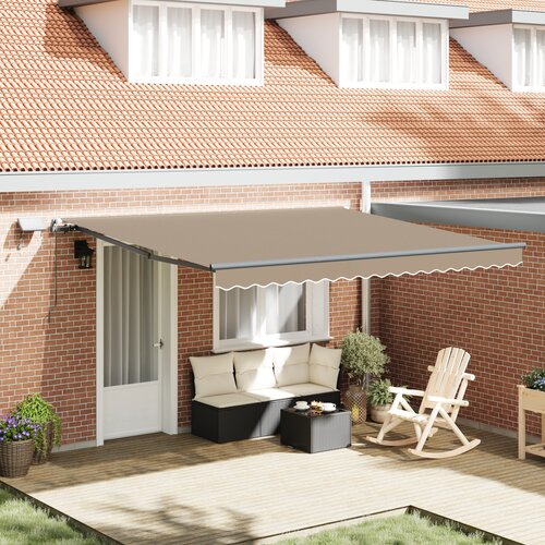 VidaXL Ročna Retraktibilna Tenda z LED Bež 400x350 cm, Nadomestna Tenda za okvir 4x3.5 m Bež Slike