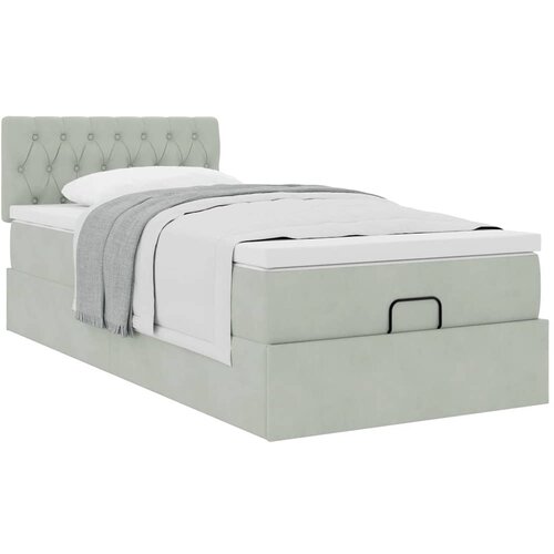 VidaXL Otomanski posteljni okvir z vzmetnico siv 90x190 cm žamet Slike