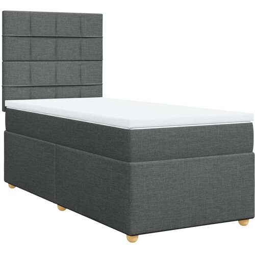 VidaXL Krevet s oprugama i madracem tamnosivi 100 x 200 cm od tkanine Slike