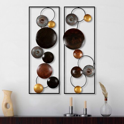 Wallity Set zidnih dekoracija Textured-3, 32x92x4 cm 2 komada, &amp;Scaron;arena Slike