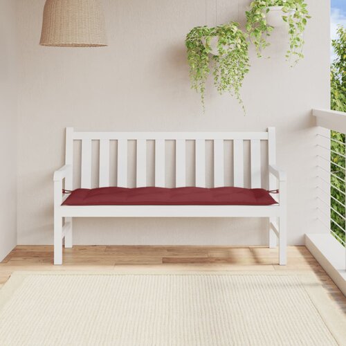  Jastuk za vrtnu klupu crvena boja vina 150x50x7 cm od tkanine Slike