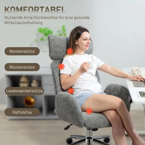  Uredska stolica s podesivim naslonom za glavu ergonomska stolica funkcija nagiba podesiva visina tamno siva Slike