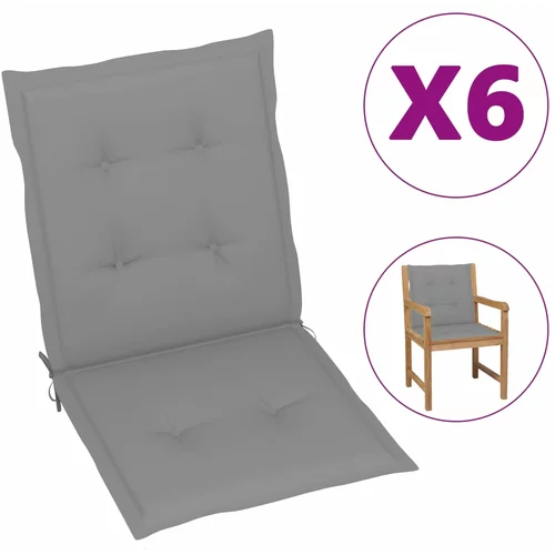 vidaXL jastuci za vrtne stolice 6 kom sivi 100 x 50 x 3 cm