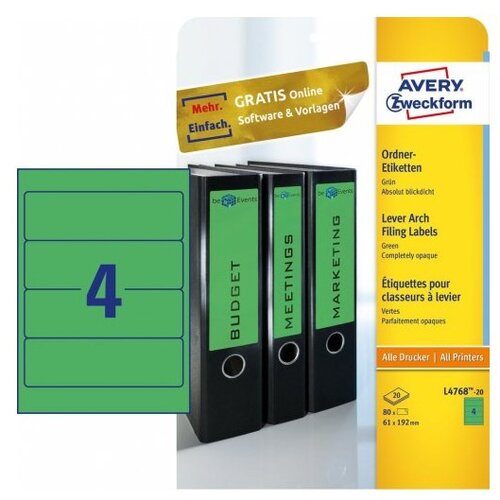 Avery Zweckform Etikete za široke registratorje 192 x 61 mm 1/20 Cene
