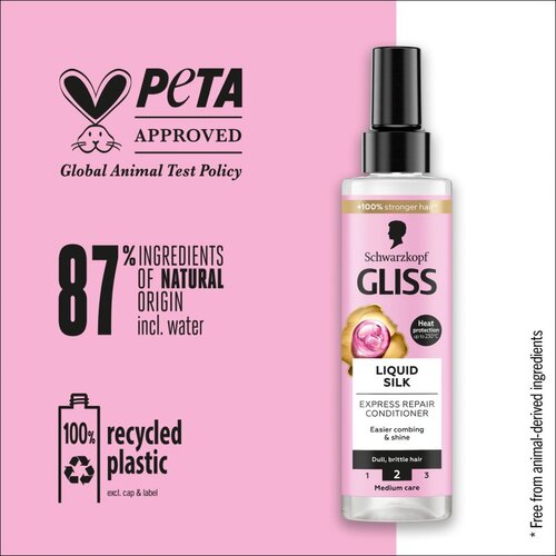 Schwarzkopf Gliss Liquid Silk balzam brez spiranja za krepitev in sijaj las 200 ml Slike