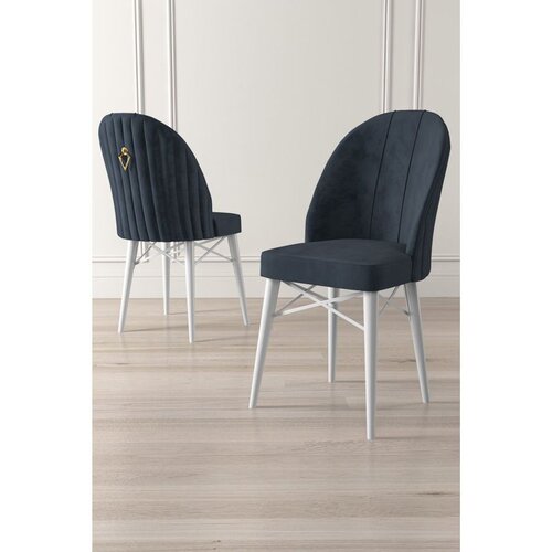 Hanah home set trpezarijskih stolica Ritim 8 kom, antracit tkanina Babyface, bele drvene noge Cene