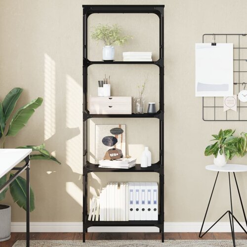 VidaXL Knjižna omara 5-nadstropna črna 59x35x171 cm inženirski les Slike