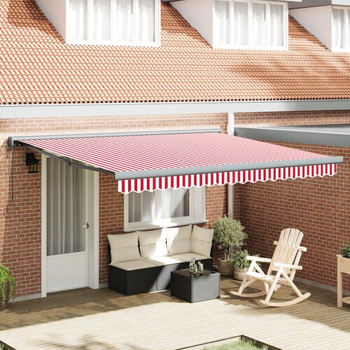 vidaXL Automatska povlačiva tenda crvena i bijela pruga 400x300 cm Cijene