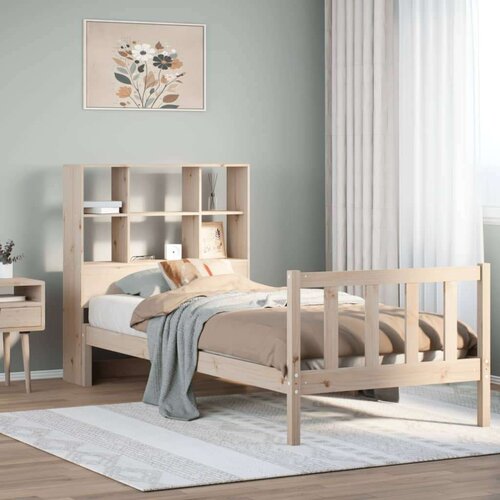 VidaXL Krevet s regalom za knjige bez madraca 90x190 cm od borovine Slike