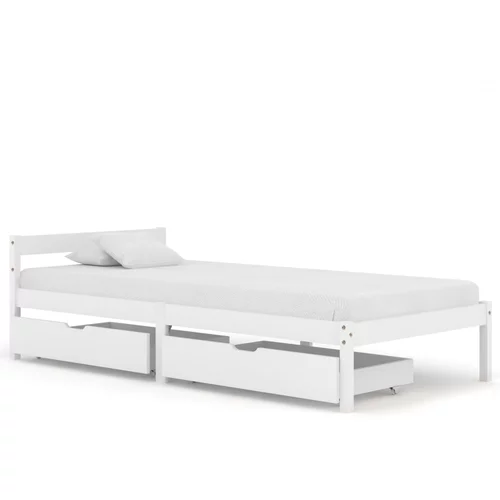vidaXL okvir za krevet s 2 ladice bijeli 90 x 200 cm masivna borovina