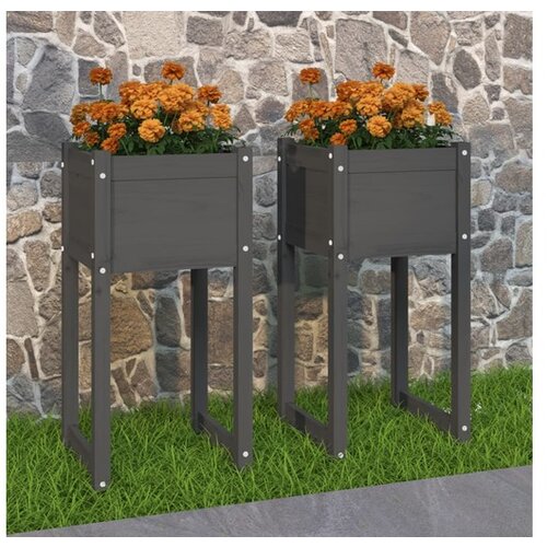  Visoka greda 2 kosa siva 40x40x81 cm trdna borovina Cene
