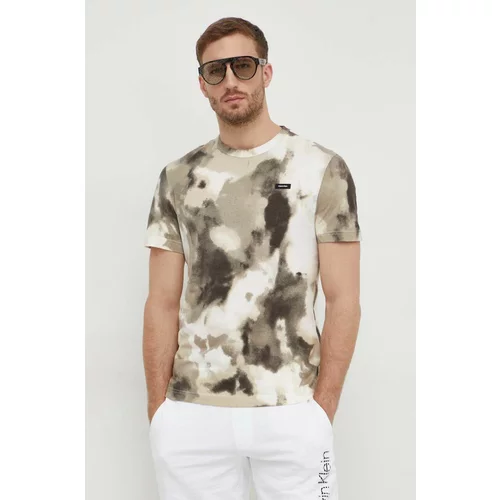 Calvin Klein Bombažna kratka majica moški, bež barva