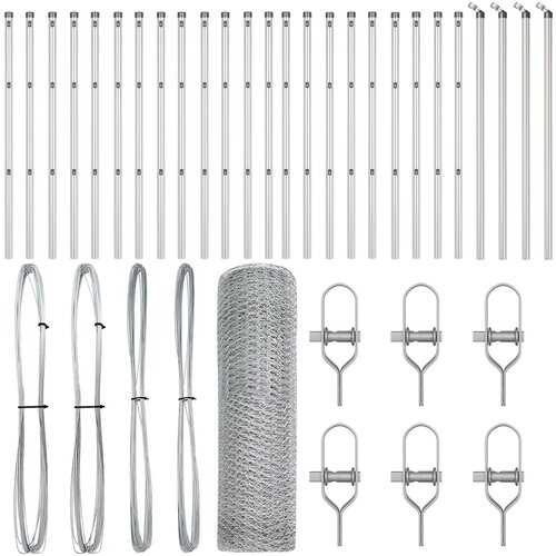 vidaXL Hexagonalna Ograda 0.4x50 m Pocinčani Čelik, Stupovi za Ogradu 13 kom Ø32 mm 80 cm Pocinčani Čelik Cijene