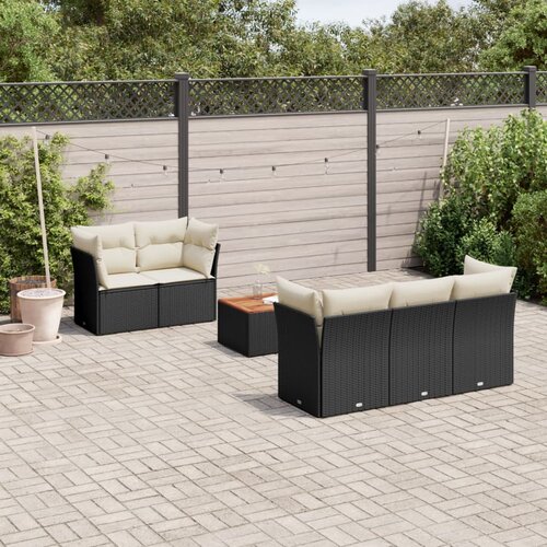 VidaXL 6-dijelni set vrtnih sofa s jastucima crni od poliratana Slike