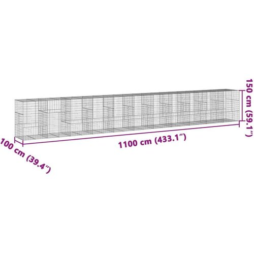 VidaXL Gabionska ko&amp;scaron;ara s poklopcem 1100x100x150 cm pocinčano željezo Slike